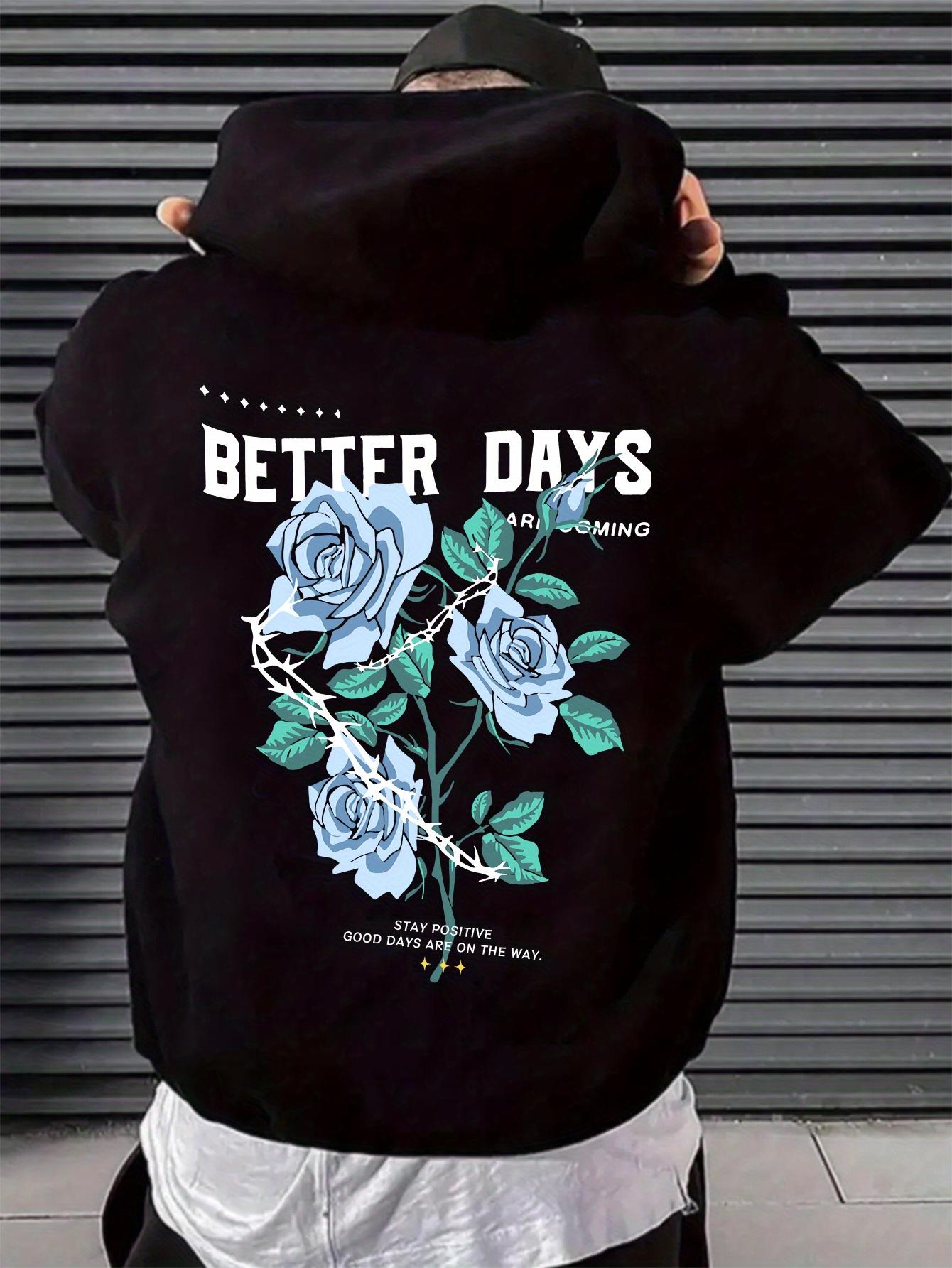 

BETTER DAYS fashionable print MenS casual And Cozy Hoodies Trendy Long Sleeve Hooded Sweatshirt Casual versatile Top For Autumn S