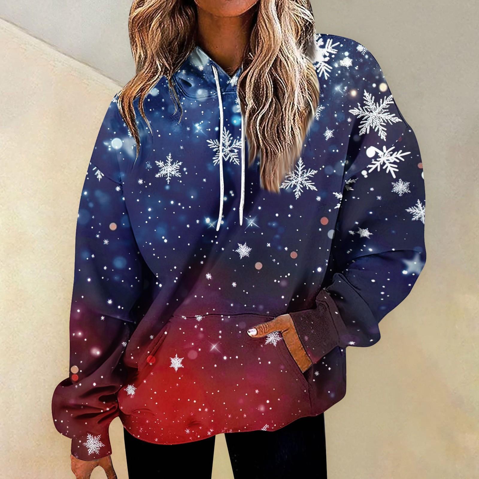 

Женская рождественская принтовая объемная толстовка с завязками и карманом, модный свитер, топы, модная одежда XXXL