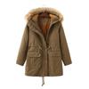 Women's Fleece-Lined Plus Size Hooded Cotton Jacket for Autumn/Winter