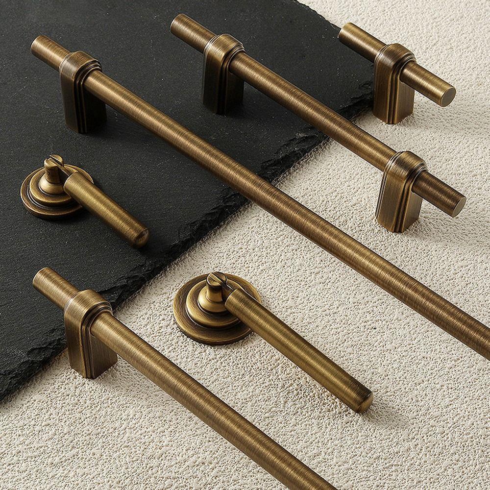 New Solid Brass Cabinet Handles Vintage Modern Drawer Pulls Minimalist Door Knobs Kitchen
