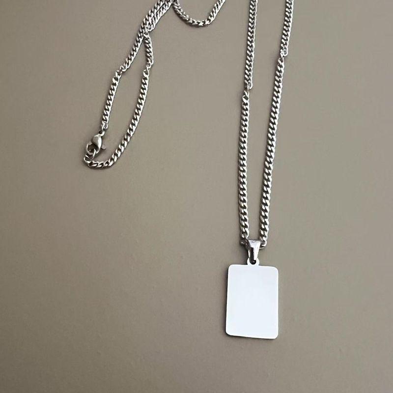 Изысканное модное геометрическое ожерелье из нержавеющей стали 304, 15x22 мм, прямоугольный полированный кулон из нержавеющей стали 45cm