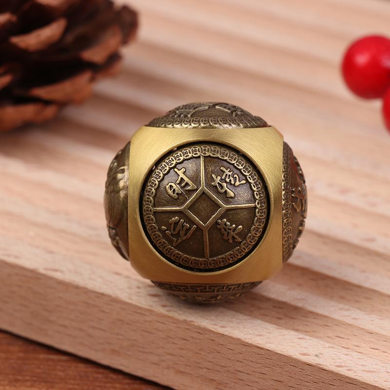 Sześciostronny Cztery Błogosławieństwo Szczęście Pieniądze Fidget Spinner Mosiężny Kostka Antystresowa Dekompresyjna Piłka Zabawki Fidget Rzemiosło