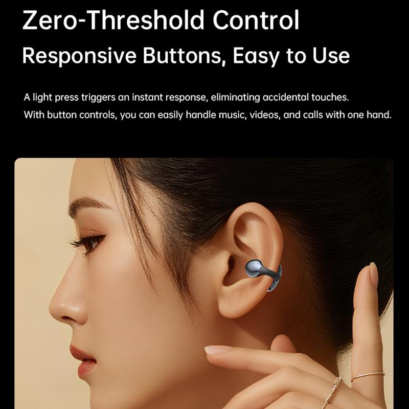 AlongChoice Ai Wireless Earphones Bluetooth 6.0 Headset Noise Cancel Microphone Painless Wear