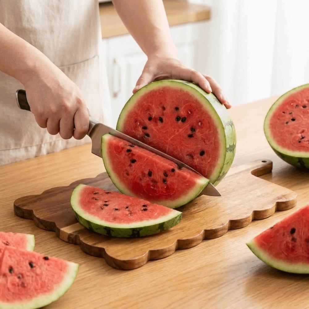 Intricate Handle Wood Cutting Board Scalloped Edge Bread Board Chopping Board Cutting Meat