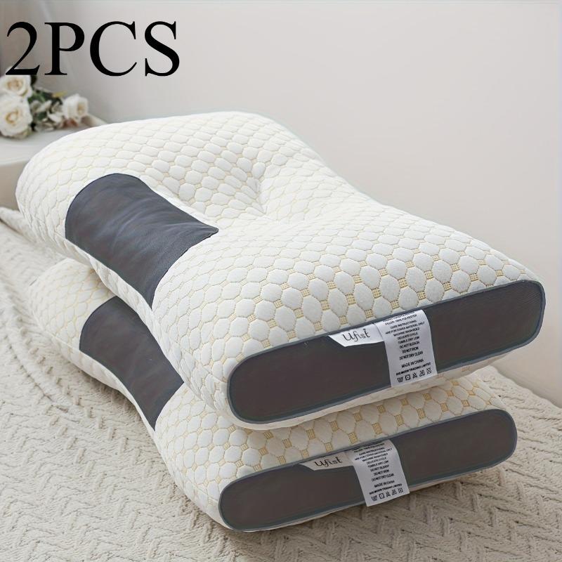 

2 шт. Подушка для глубокого сна для шейного отдела позвоночника - Подходит для людей, спящих на боку и на спине, машинная стирка, прочный полиэстеровый наполнитель, комфортная во все сезоны