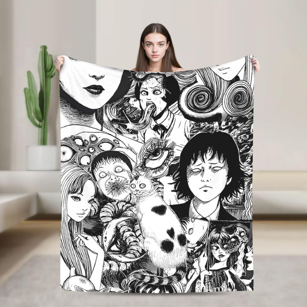 Tomie Junji Ito Blanket  Soft Fashion Plush Throw Blanket For Couch Chair Sofa Bed Travel Flannel Bedspread Bed Cover