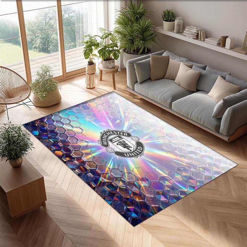 Tappeto in Flanella Stampato Manchester United Antiscivolo Morbido Poliestere Tappeto per Pavimento Tappetino Decorativo per Interni per Camera da Letto Soggiorno Divano