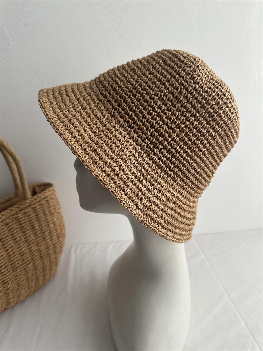 

Women s woven vintage straw hat foldable wide brim lightweight breathable sun protection fresh style for summer beach vacation 56-58 CM хаки