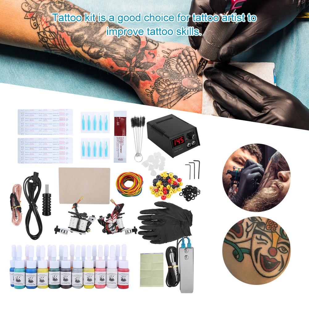 Complete Tattoo Kit for Beginners Tattoo Power Supply Inks Shader Liner Machine