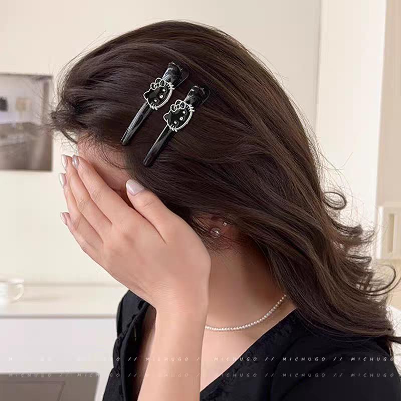 Korean-Style Black Cat Duckbill Bangs Hair Clips - High-End, Cute Women’s Hair Accessories
