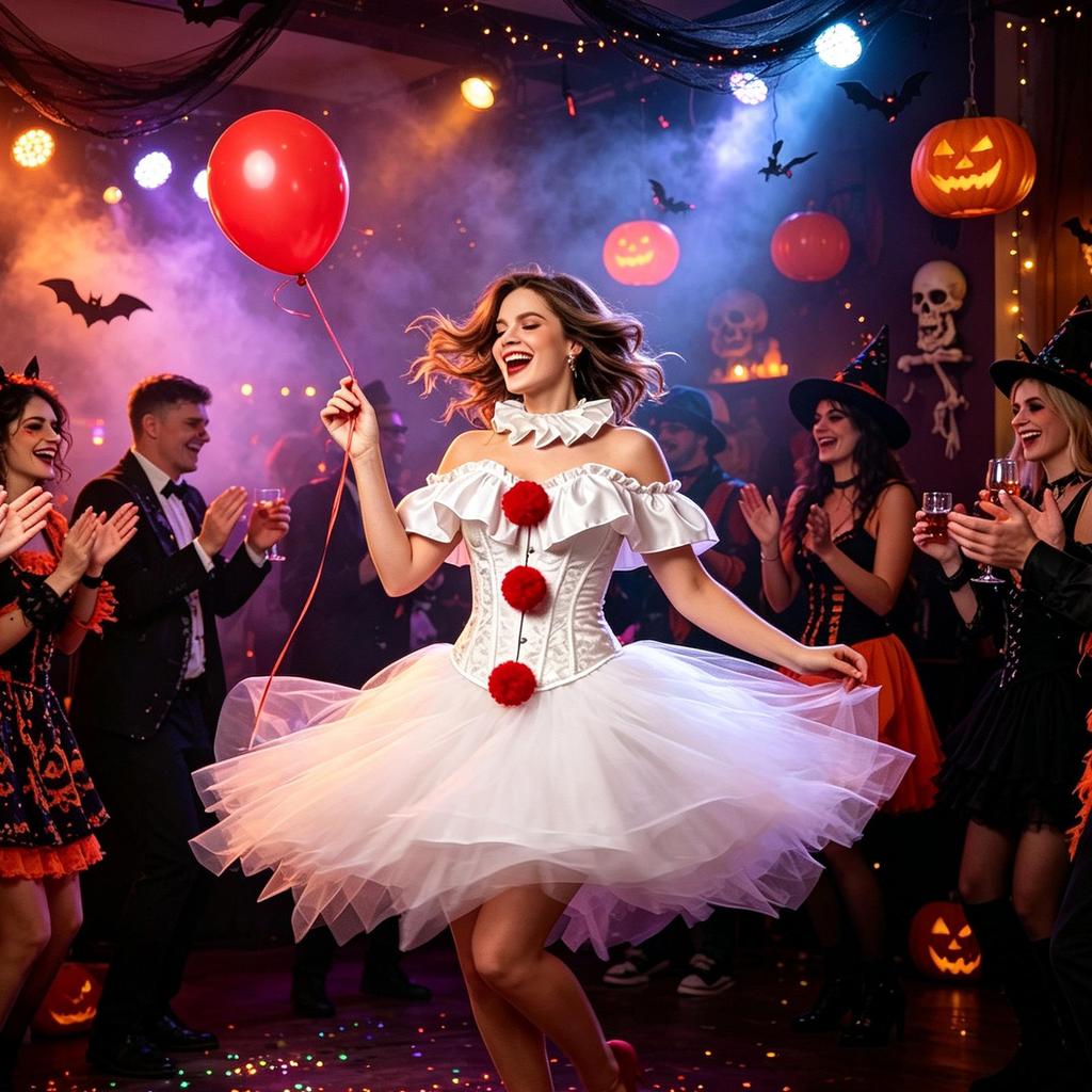 Halloween Horrible Clown Dress Joker Cosplay Costume Women Corsets Mesh Fluffy Skirt Stage Performance Dress Carnival Party Wear
