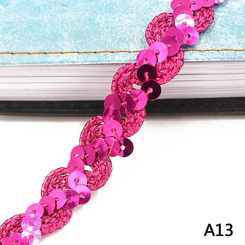 5m Sequin Lace Curve Lace Fabric Trim DIY Sewing Craft Garment Accessories Shiny Beading Sequins Ribbons Wedding Decoration