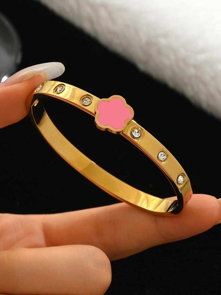 Elegantes Zirkonarmband - Weißer Titanstahl für Damen