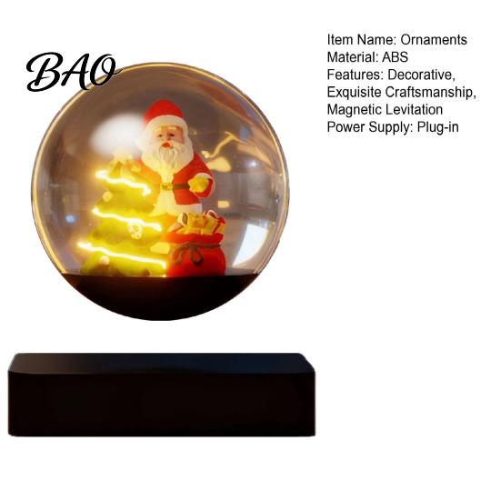 Magnetic Levitation Christmas Sleigh Santa Claus Ornament, Floating Lighted Tree with Rotating Magical Hovering Decor Base And Warm LED Lights