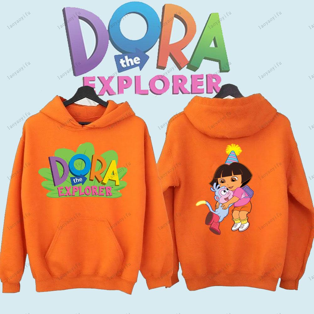 Dora The Explorer Cute Anime Cartoon Pullover Unisex Men's Sportswear for Autumn and Winter Tracksuit Streetwear Men