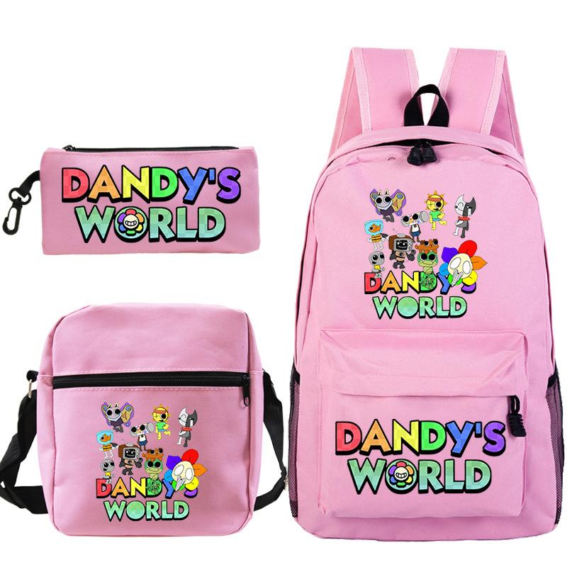 Neue Dandy-Welt Peripherie Druck Schultasche Student Lässige Federtasche Umhängetasche Dreiteiliges Set