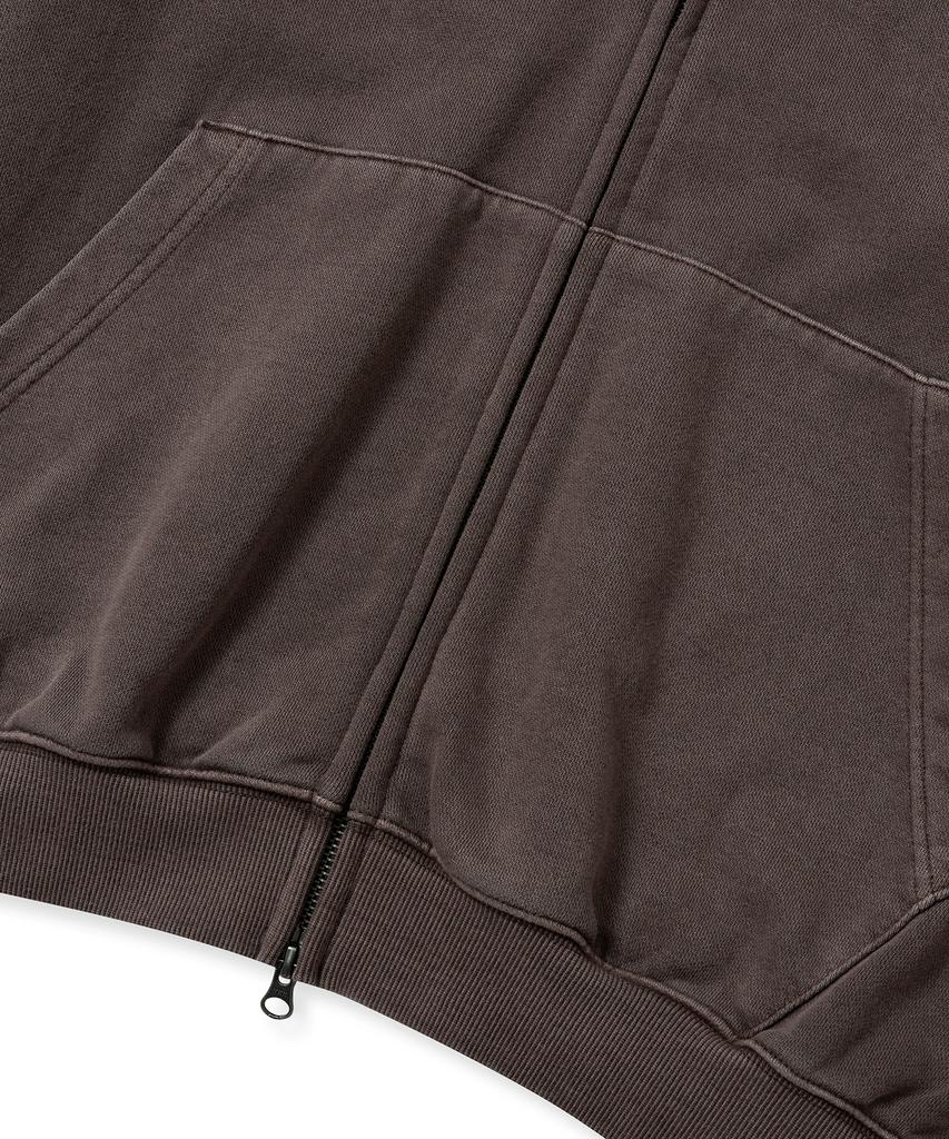 Brownbreath Pigment Tag Hood Zip Up - Brown