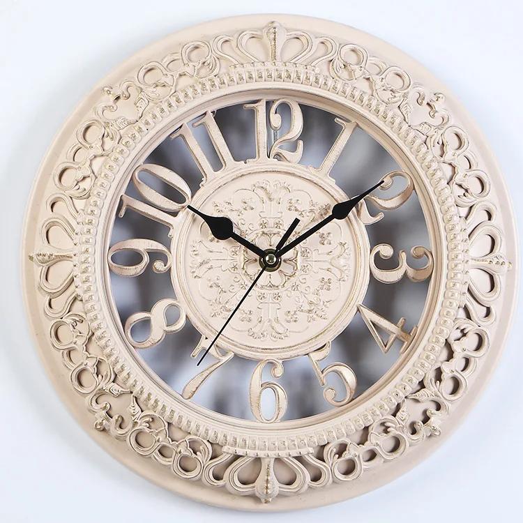 12 Inch European Creative Round Clock Retro Wall Clock Modern Design Clock Kitchen Bedroom Office Silent Decorative Quartz Clock