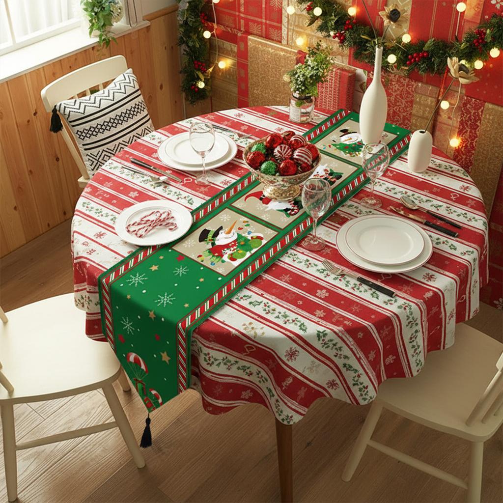 Christmas Table Runner Seasonal Winter Kitchen Dining Table Decoration Christmas Tablecloth for Indoor Outdoor Home Party Decor