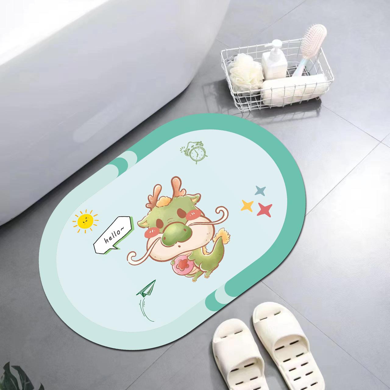 

Cartoon Animal Crystal Velvet Floor Surface Mat Living Room Kitchen Slip-resistant Foot Mat Restroom Balcony Door Moisture-wicking Carpet 50*80