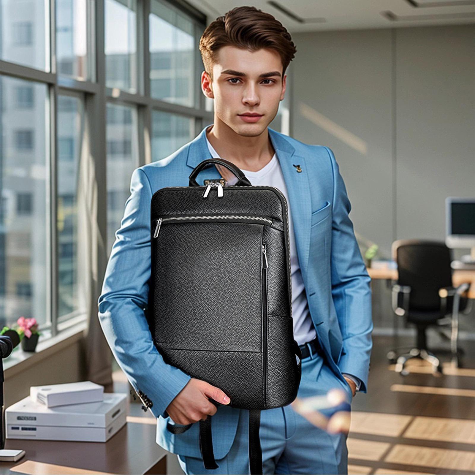 

Мужской рюкзак Marant из натуральной коровьей кожи: Модная, вместительная дорожная и школьная сумка чёрный