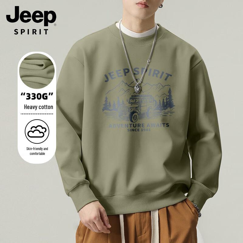

JEEP SPIRIT Men s Loose Fit Round Neck Graphic Sweatshirt L
