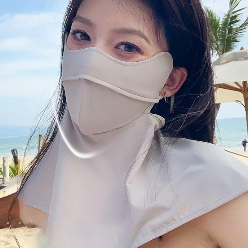 Summer Ice Silk Sun Protection Mask For Women Upf50+ Anti-Uv Scarf Outdoor Cycling Hiking 360Fahrenheitace Neck Cover