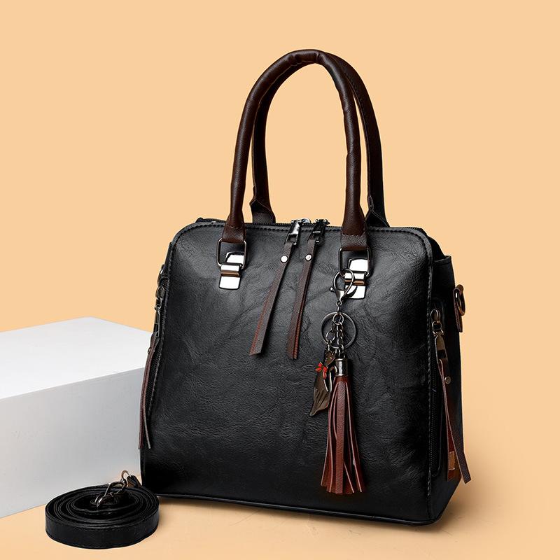 New women's bag, retro messenger bag, fashion child and mother bag, oily leather shoulder four-piece set, women's handbag.