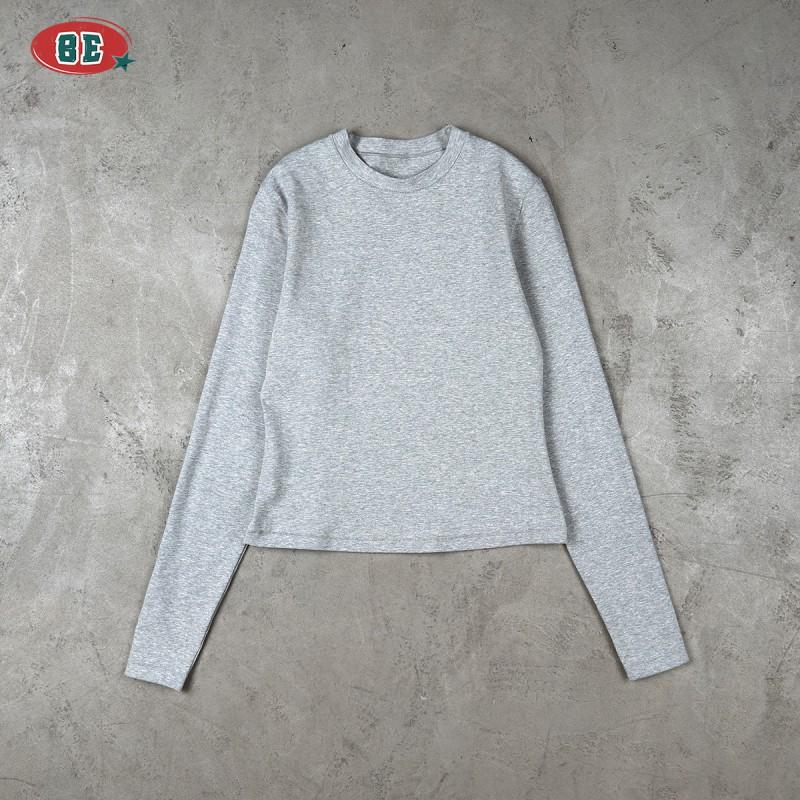 BE T-shirt da donna a maniche lunghe Slim Fit tinta unita stile street casual top sportivo