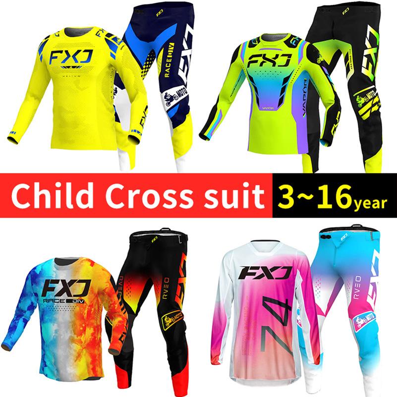 Motocross dişli seti çocuklar için 4 5 6 7 8 9 10 11 12 13 yaş Genç çocuk Motosiklet erkek kız Jersey Pantolon Kitleri yarış kıyafeti Off-road Enduro MX MTB