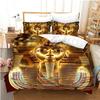 Pharaoh Bedding Sets,King Size 3D Ancient Egypt Tribe Decor Comforter Cover Set For Adult Egyptian Pyramid Polyester Duvet Cover