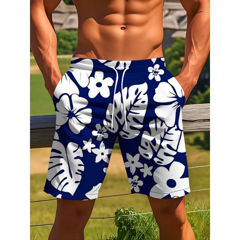 Men S Summer Beach Shorts with 3D Digital Print - Casual Swim Trunks Featuring a Drawstring Waist, Made from Lightweight Polyester S