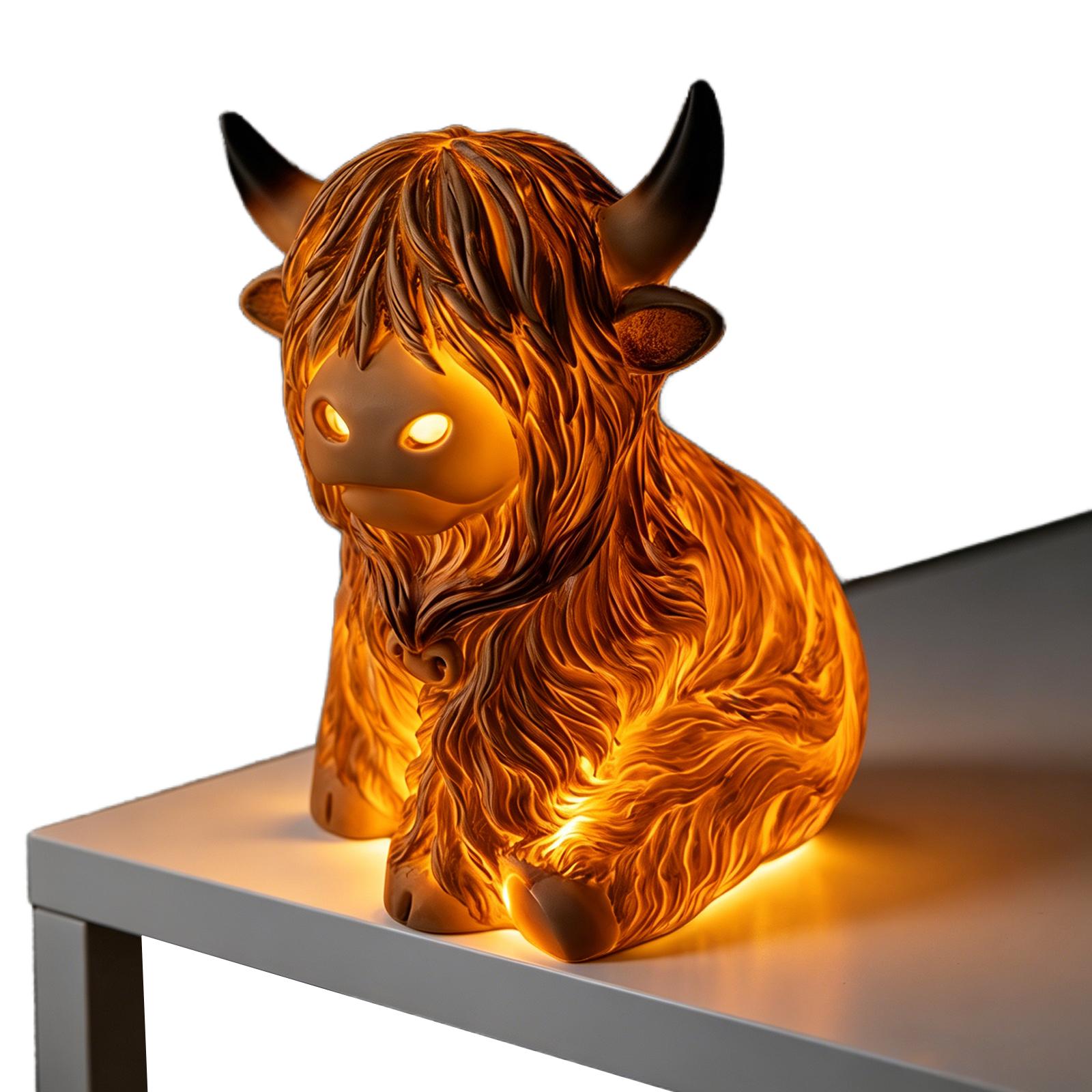Resin Highland Cow Gifts Built-in LED Lights Highland Cow Bath Scottish Statue Lightweight for Lovers Equestrian Gift China Mainland