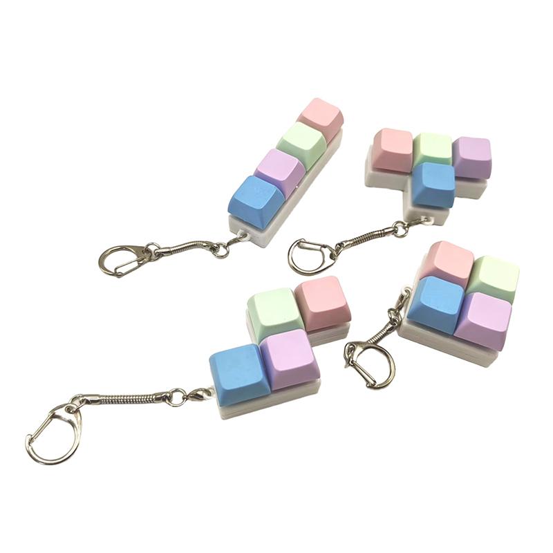 Creative Decompression Keyboard Fidget Toy Macaron Keycaps Fidget Keychain Stress Relief Mini Toy Pendant