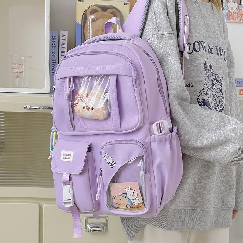 Schoolbag new casual ins wind early high school students high value schoolbag pain bag Japanese large capacity cute sweet backpack