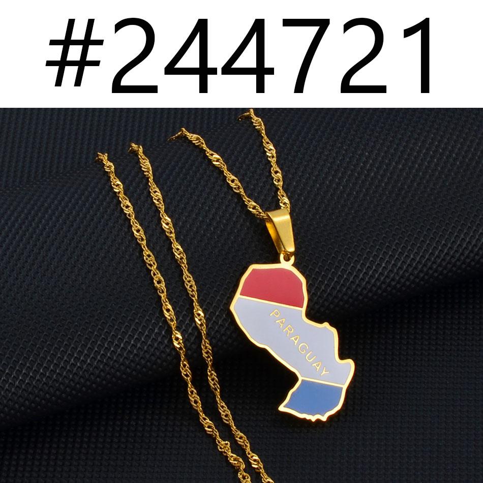 Anniyo Paraguay Map Flag Pendant Necklaces Paraguay Rohaihu Maps Jewelry Paraguayan #244721 45cm Thin Chain