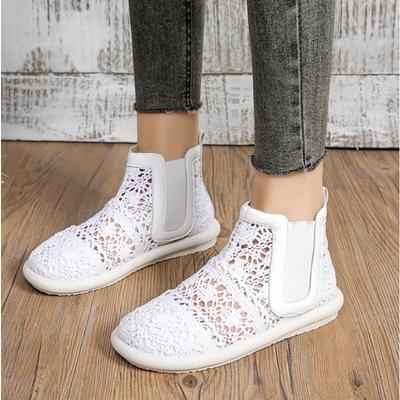 Nouvelles Bottes Sandales en Mesh Respirant pour Femmes Chaussures d'Été Lacets Marche Peu Profondes Nouvelles Solides Antidérapantes Chaussures Décontractées Chaussures Vulcanisées pour Femmes