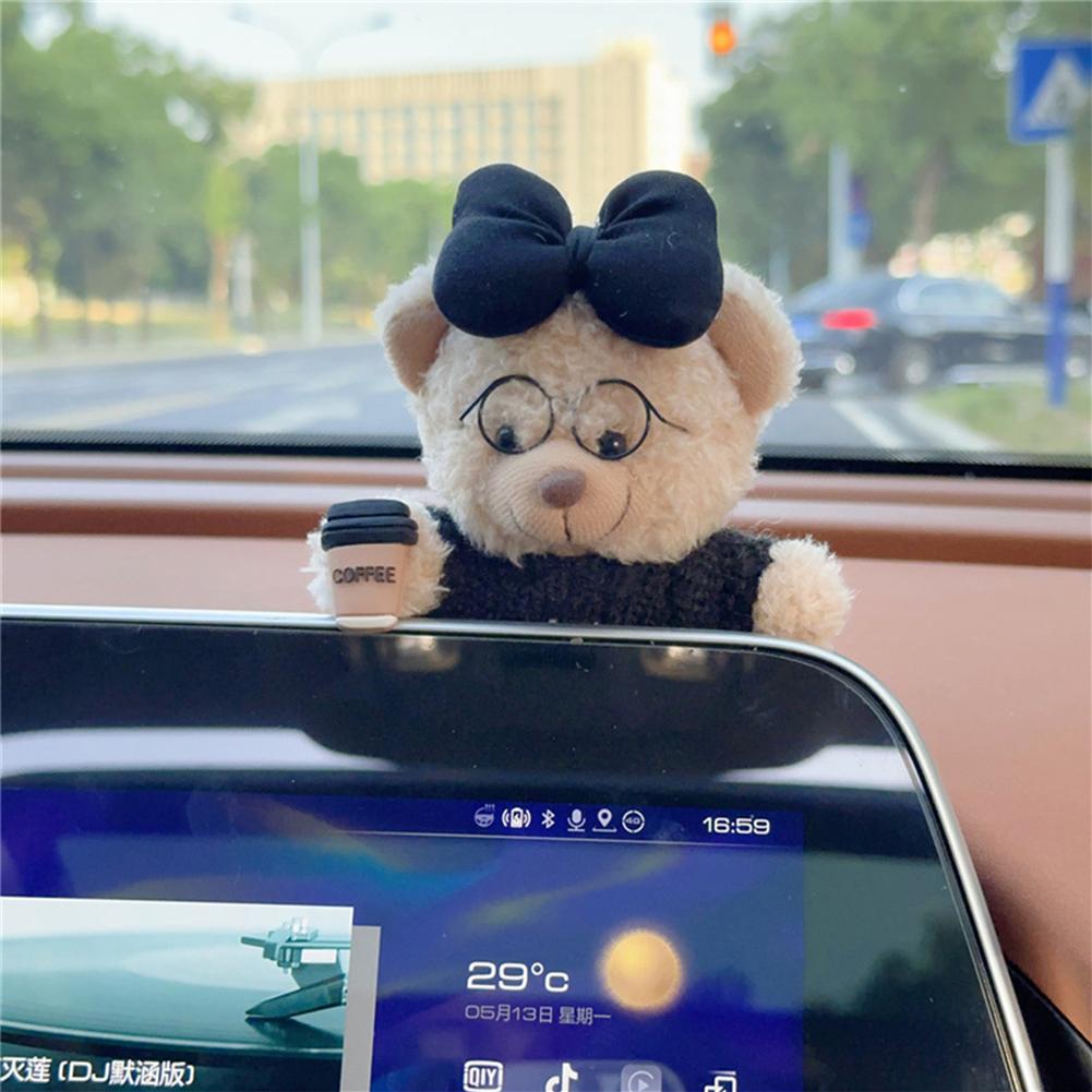 Auto-Innenausstattung, Armaturenbrett-Ornamente, Plüschbär, Dekoration für die Mittelkonsole im Auto, Auto-Zubehör für Frauen und Mädchen, Home-Office-Dekoration, Geschenke