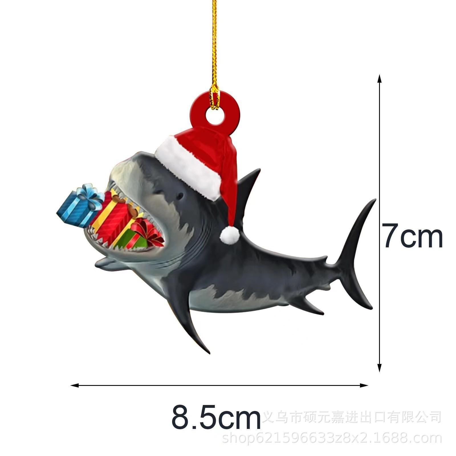 Christmas Sharks Ornament Ocean Theme Xmas Hanging Decor Adds Fun Festive Ocean-Vibes For Ocean Sharks Fans Perfect Present