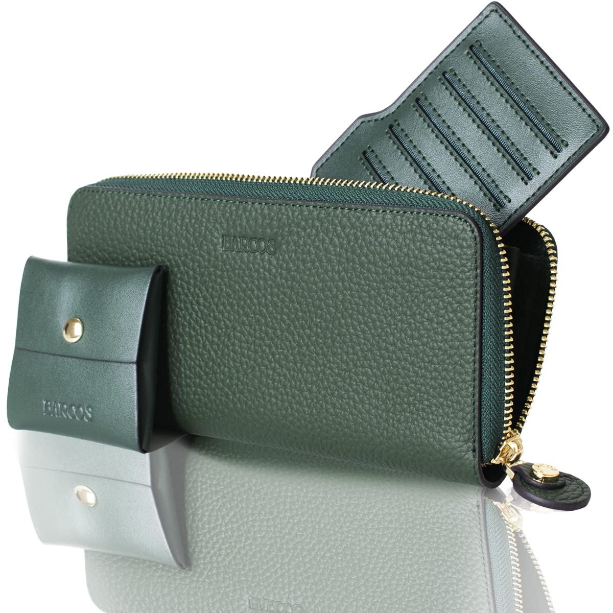 

Wallet Genuine Leather Green Large Capacity Long Wallet Leather Present Green Coin Case Circoro R [Barcos] Women s зелений