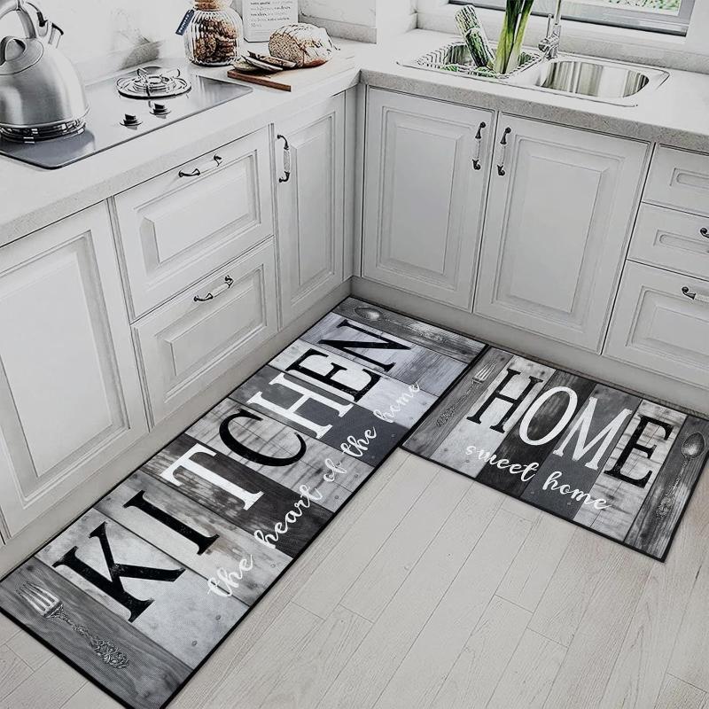 Kitchen Carpet Comfort Blue-green Mat Vintage Farmhouse Design Style Long Rug for Kitchen Home Decoration Alfombra De Cocina