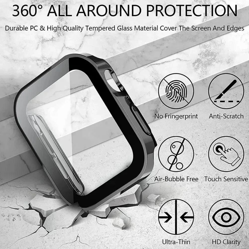 Electroplating Screen Protector for Apple Watch Cover 46 42 45 41 44 40mm  Waterproof Case+Glass for iWatch 11 10 9 8 7 6 5 4 SE