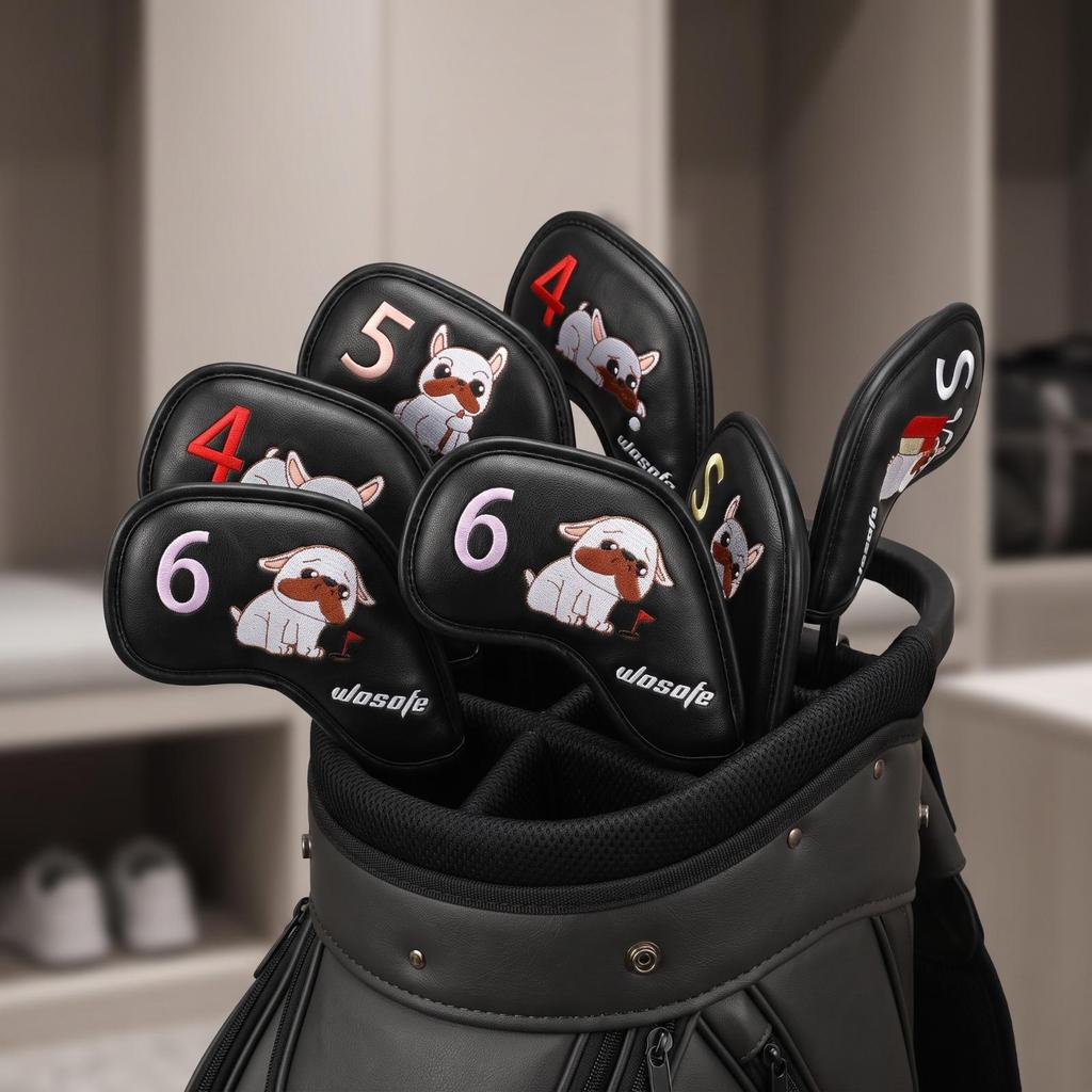 9 Pieces Golf Iron Headcover Set Snug-Fit Sporting Goods Wipe-Clean for Travel