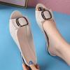 Fashion GKTINOO Metal Decoration Genuine Leather Comfortable Square Heel Slippers Designer Light Wearable Slides Women Summer Sandals