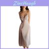Long Silk Sleepwear Set With V Neck Sleeveless Design For Women Relaxation