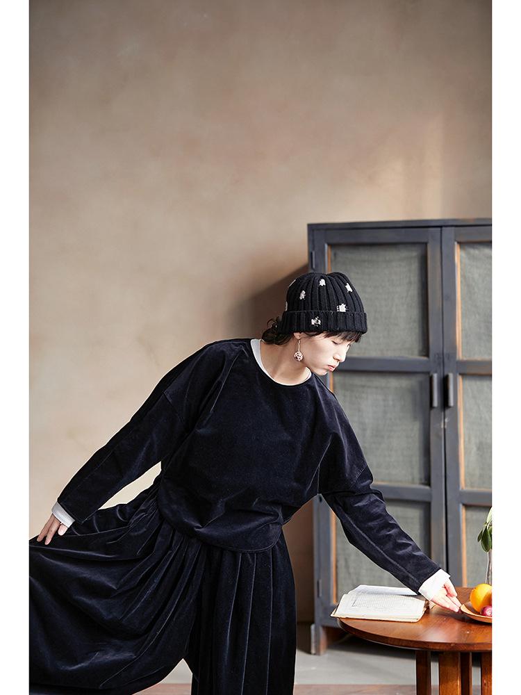 Winter Retro Women s Casual Plush Round Neck Pullover Large