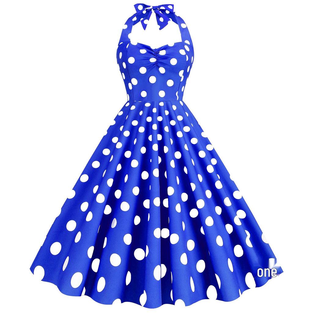 Hot-Selling Polka Dot Strapless Vintage Hepburn 50s Slimming Swing Dress