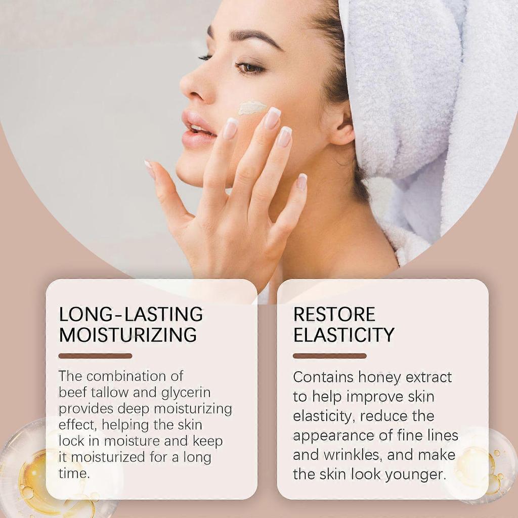 Tallow Honey Moisturizing Cream  Deep Hydrating Facial & Body Lotion for Youthful, Radiant Skin | Natural, Gentle, Anti-Aging Skincare