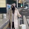 Down cotton-padded clothes Women's long loose hooded thickened knee winter coat cotton-padded jacket New year