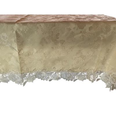 Obrus Vivienne Béžový Leštený Staroružová Čipka Vyšívaný Stredový Obrus WK2229N3 (135x180cm, & Biela) Bežec/Stôl